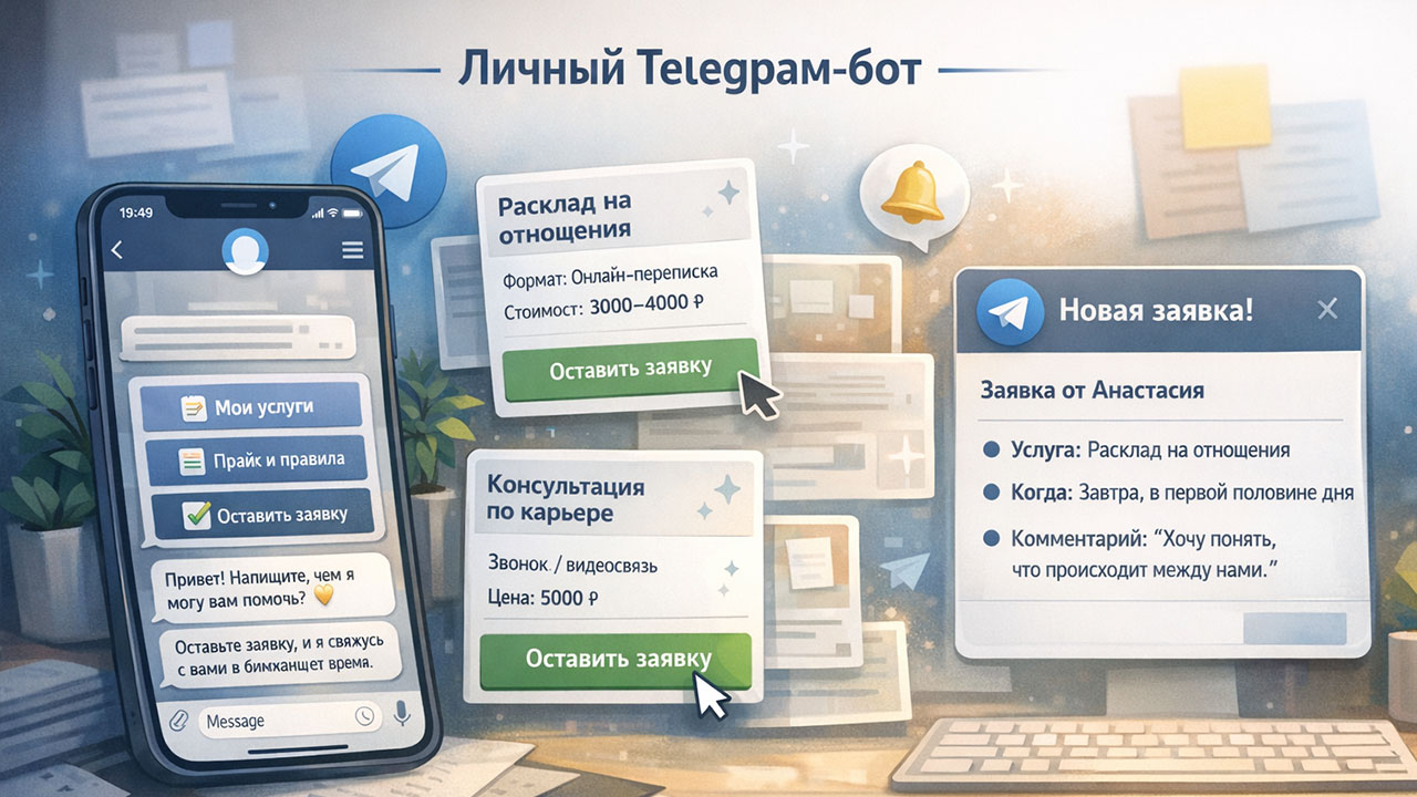 Личный Telegram-бот для таролога: что это такое, зачем он нужен и как он работает в Veyra Market